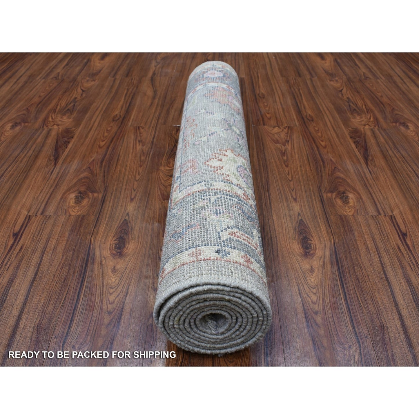 3'2"X10' Angora Oushak Hand Knotted Gray Soft Organic Wool Runner Rug