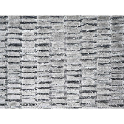 10'X14'4" Gray And Black Hand Loomed Modern Design Wool And Silk Rug