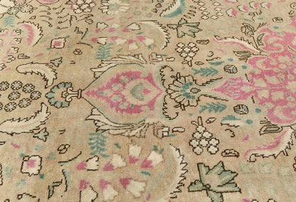 Handmade Distressed Antique Oriental Rug Floral