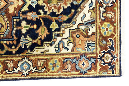 Handmade Heriz Serapi Runner Rug Geometric
