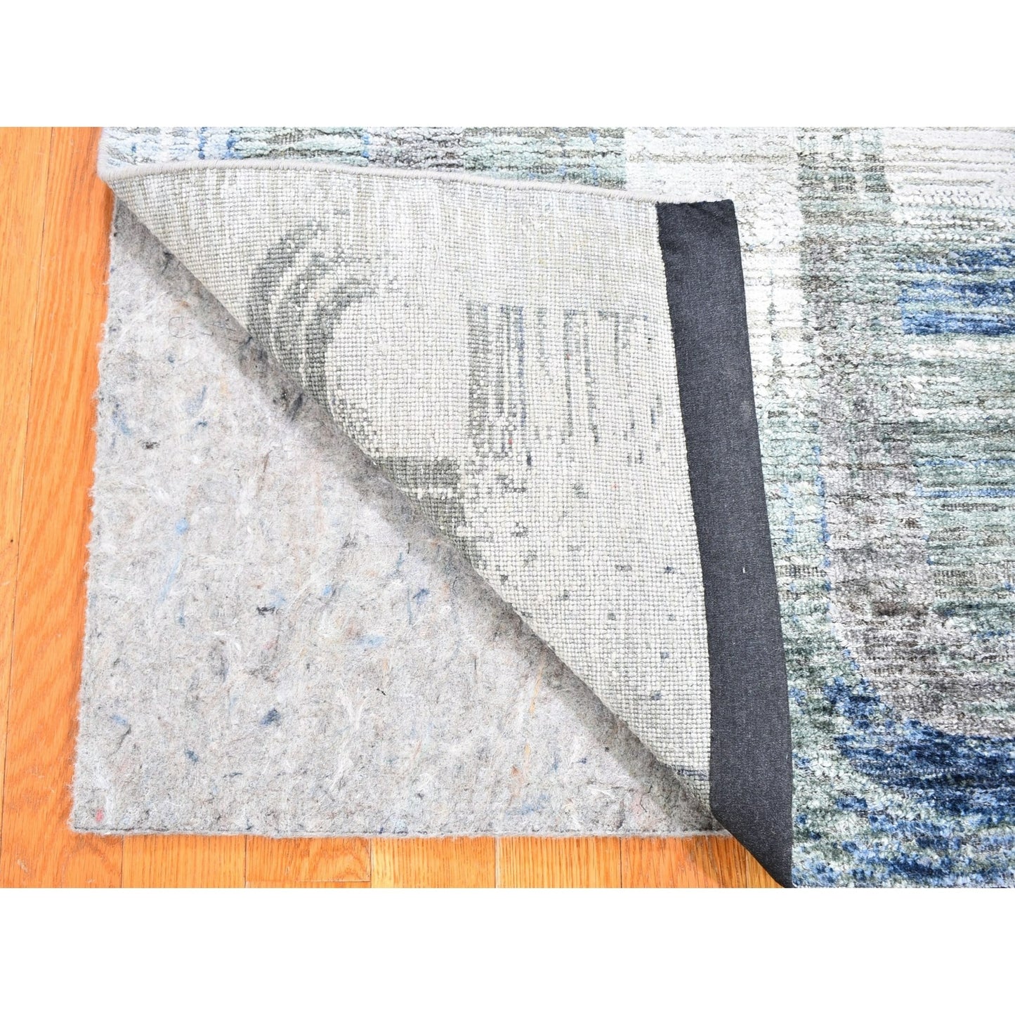 Rug 2'8"x6'1" THE INTERTWINED PASSAGE Handmade Silk & Text Wool Runner