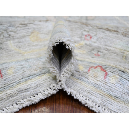 Rug 9'10"x9'10" Steel Blue Hand Knotted Wool Afghan Angora Oushak