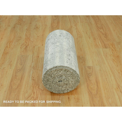 2'6"X31'8" Gray Hand Knotted Hand Spun Undyed Wool Xl Runner Modern Rug