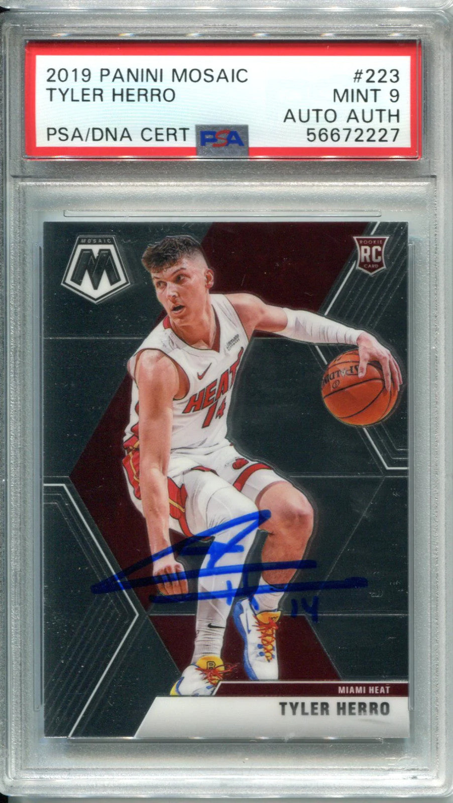 Tyler Herro 2019 Panini Mosaic #223 Psa Mint 9/Auto Authentic Card