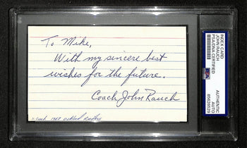 John Rauch Signed/Inscribed 3X5 Index Card University Of Georgia Psa/Dna 201455
