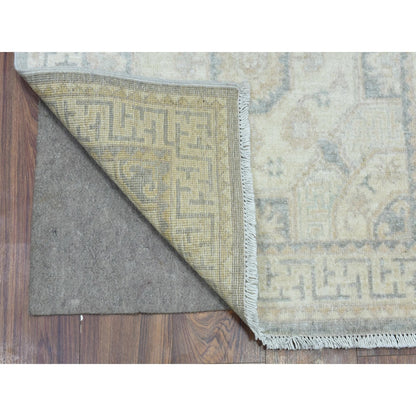 2'9"X18'9" Cream Hand Knotted White Wash Peshawar Wool Xl Runner Rug