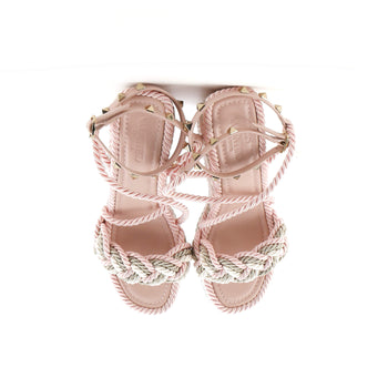 Valentino Garavani Women'S Rockstud Torchon Espadrille Wedge Sandals Leather