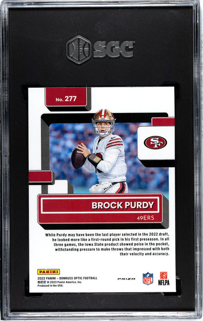 Brock Purdy 2022 Panini Donruss Optic Purple Shock Prizm #277 Sgc 9.5