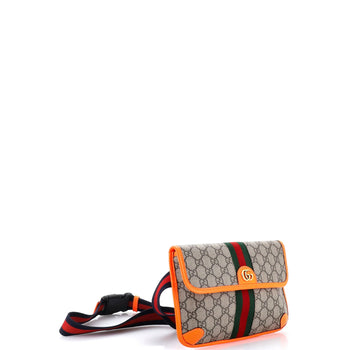Gucci Ophidia Flap Belt Bag Gg Coated Canvas With Leather