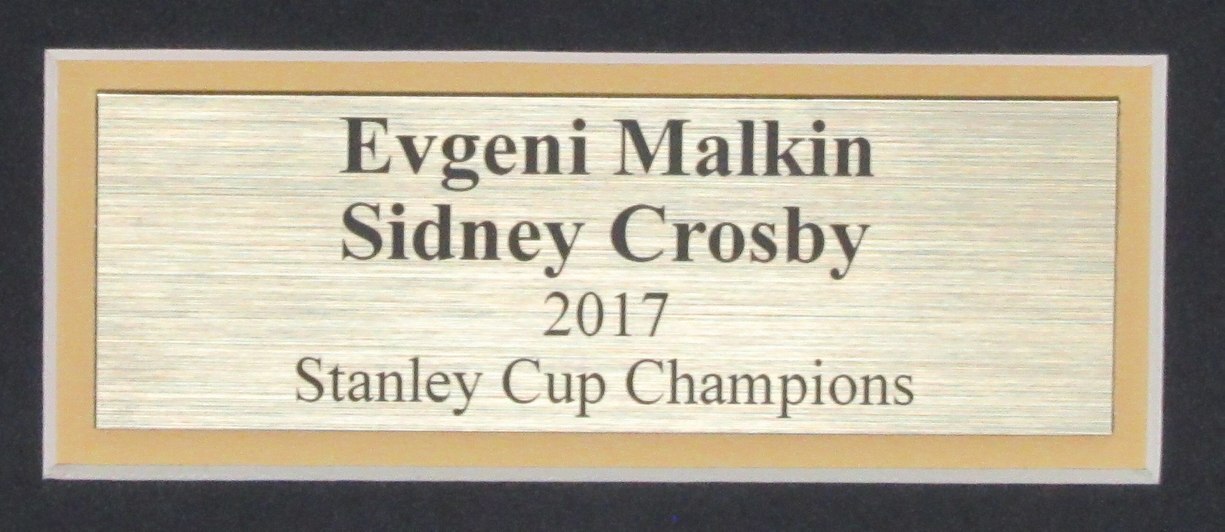 Sidney Crosby/E Malkin Shadow Box  Photo With 2017 Stanley Cup Pucks Framed 5889