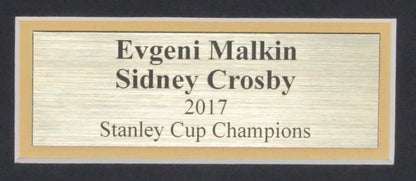 Sidney Crosby/E Malkin Shadow Box  Photo With 2017 Stanley Cup Pucks Framed 5889