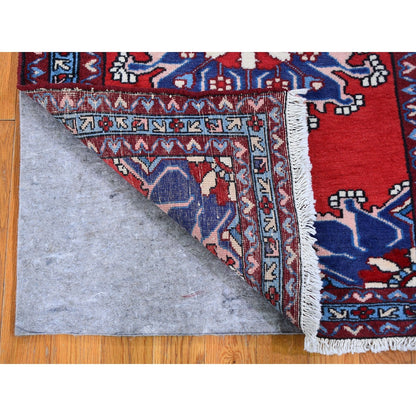 2'8"X4' New Farsian Amadan Open Field Red Wool Hand Knotted Oriental Rug