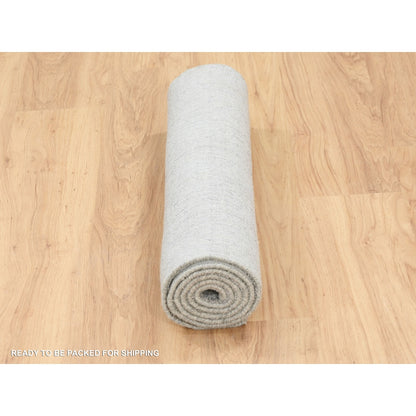 2'6"X6' Hand-Loomed Gray Fine Jacquard Modern Wool And Silk Runner Rug