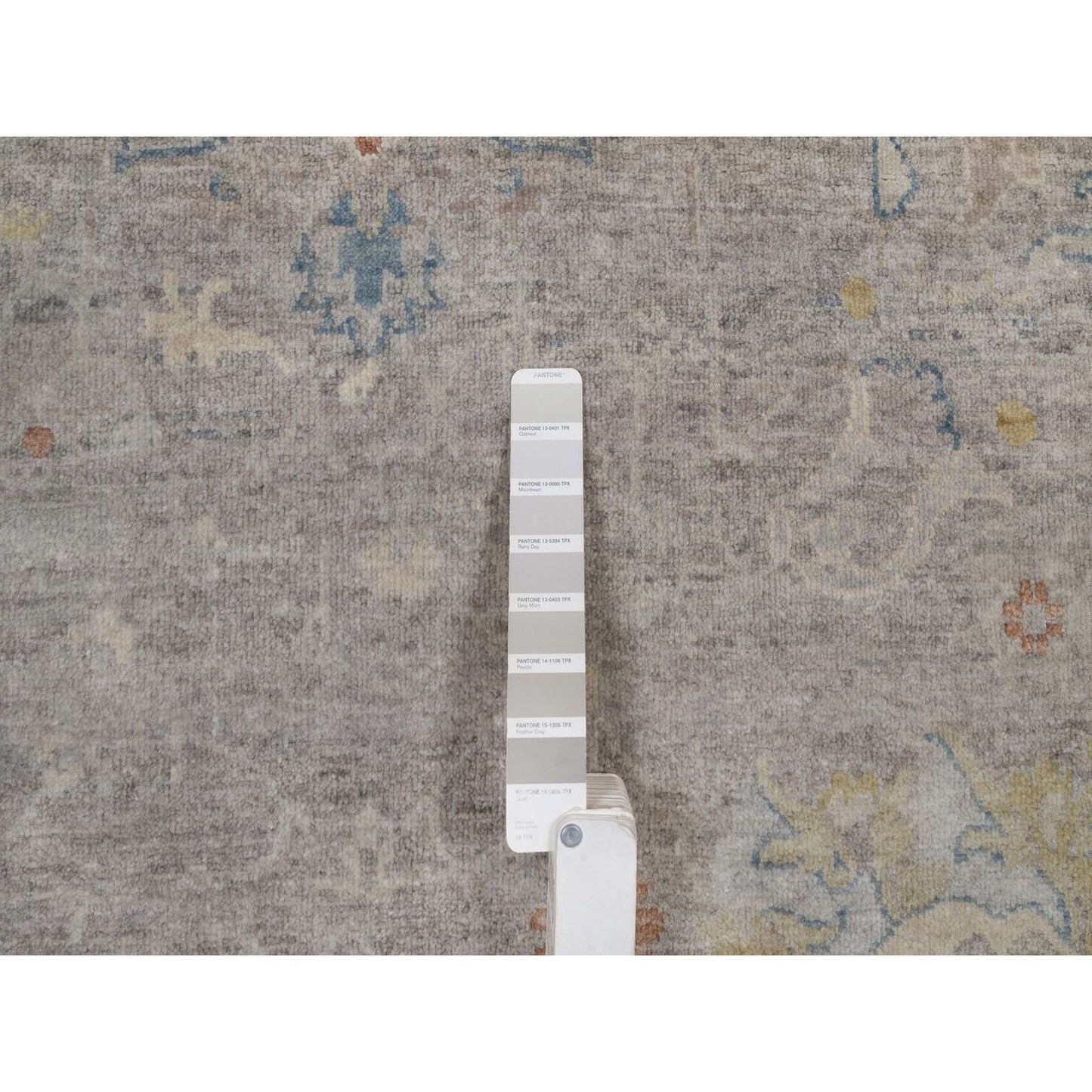 7'8"X10' Beige Hand Knotted Wool Rug Oushak With All Over Leaf Pattern