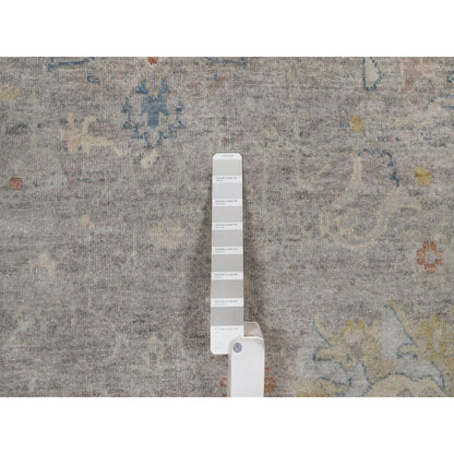 7'8"X10' Beige Hand Knotted Wool Rug Oushak With All Over Leaf Pattern