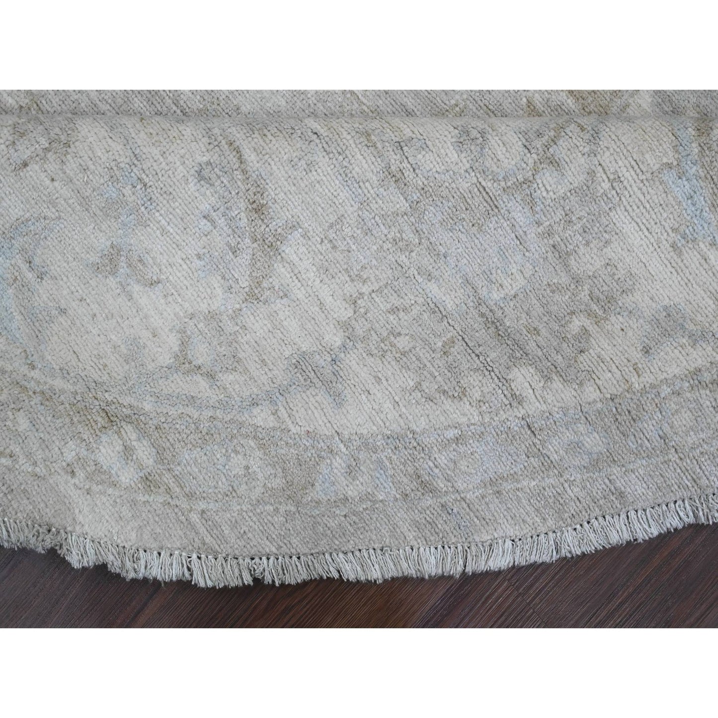 8'X8' Misty Gray Ziegler Mahal Revival Hand Knotted 100% Wool Round Rug