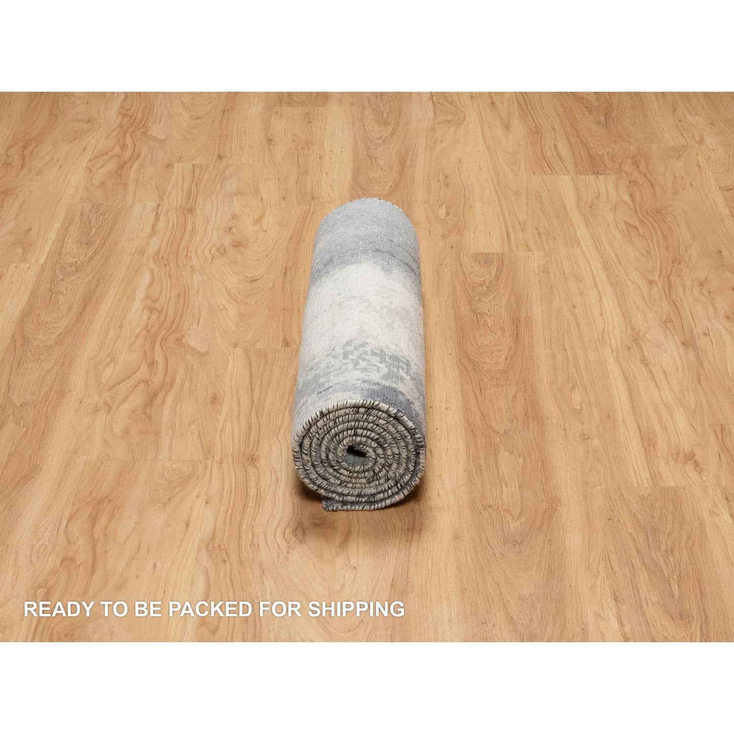 2'6"X8' Black Abstract Design Hand Knotted Wool And Silk Runner Rug