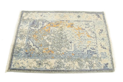 Hand-knotted muted distressed heriz wool rug transitional oriental carpet