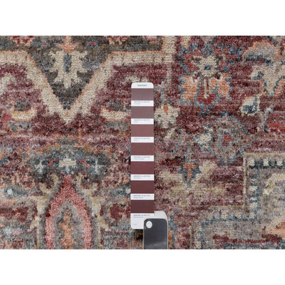 5'10"X9' Tuscan Red Hand Knotted Wool Heris Revival Oriental Rug