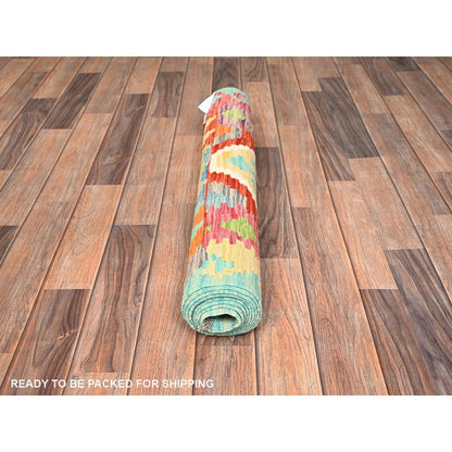 2'8"X8' Colorful Afghan Kilim 100% Wool Rug Flat Weave Hand Woven Runner