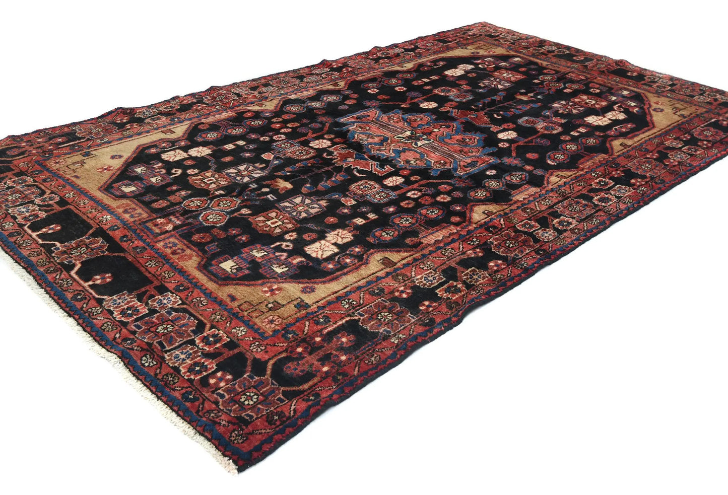 Tribal floral vintage oriental rug 5x8 ft handmade farmhouse entryway carpet