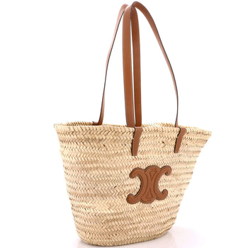 Celine Triomphe Basket Shoulder Bag Raffia With Leather Large