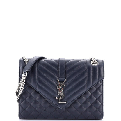 Saint Laurent Classic Monogram Envelope Satchel Mixed Matelasse Leather Medium