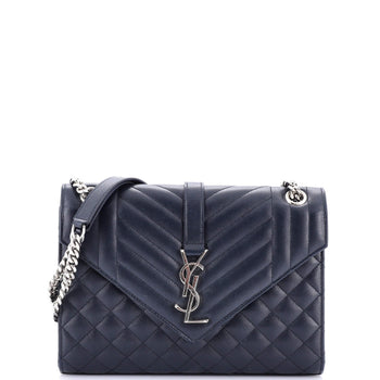 Saint Laurent Classic Monogram Envelope Satchel Mixed Matelasse Leather Medium