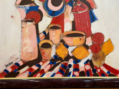 Jean-Marie Gerola (Italian) Signed Original Painting Oil Canvas "Still Life"