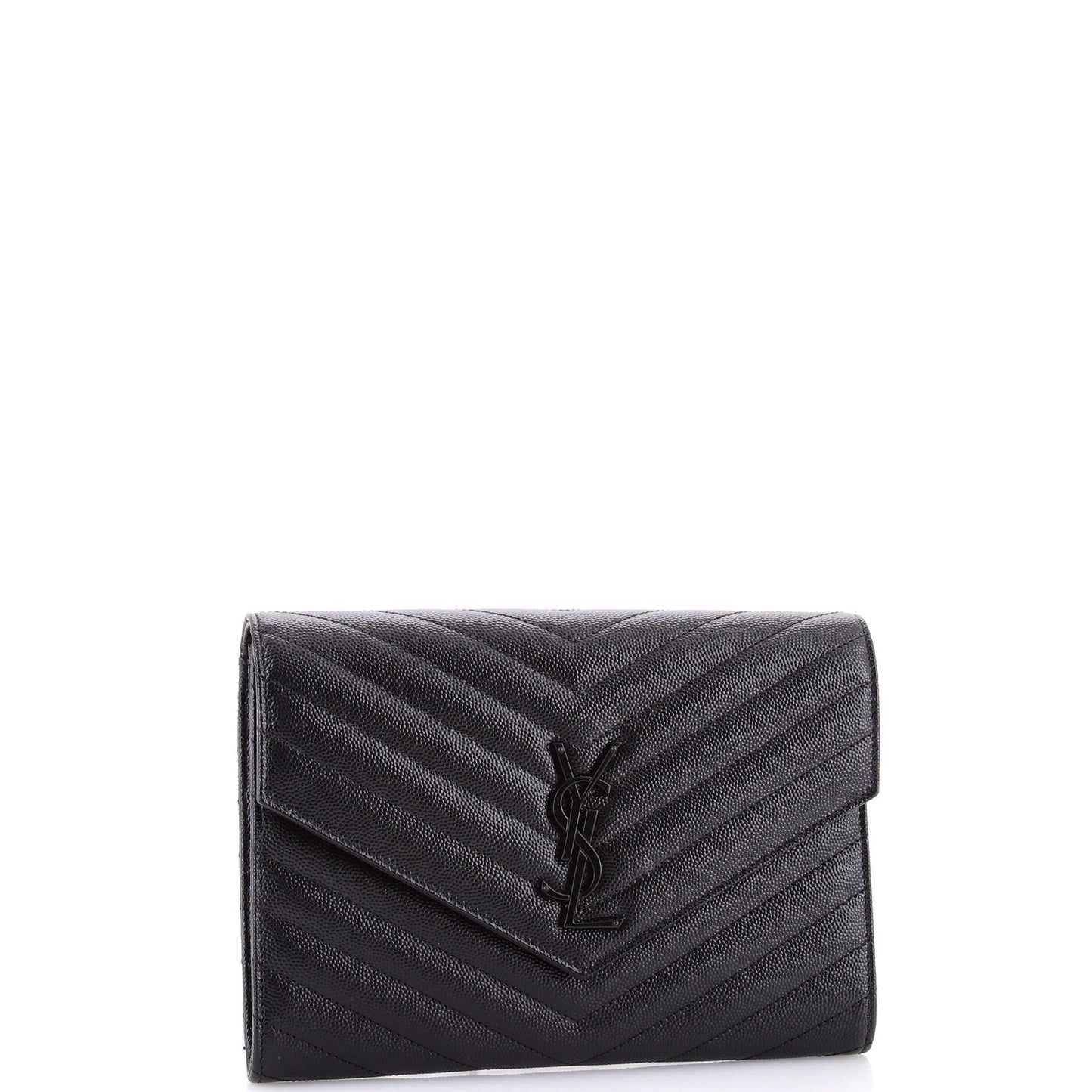 Saint Laurent Classic Monogram Envelope Wristlet Clutch Matelasse Chevron