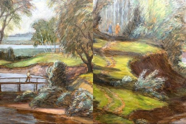 Fedor Denisovic Konstantinov Painting Landscape Of Polenovo Signed Russia Framed