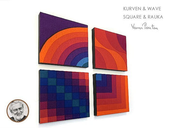 Verner Panton Mira X Kurven Wave 4Sets Original Cloth Wall Art Board Mid Century