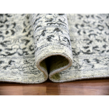 10'X10' Oxford White Hand Knotted Organic Wool Mamluk Dynasty Round Rug