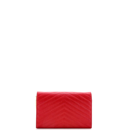 Saint Laurent Classic Monogram Wallet On Chain Matelasse Chevron Leather Medium