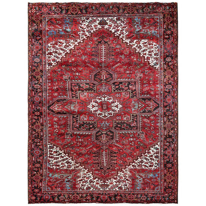 9'7"X12'2" Red Vintage Zoroastrian Heris 100% Wool Hand Knotted Clean Rug