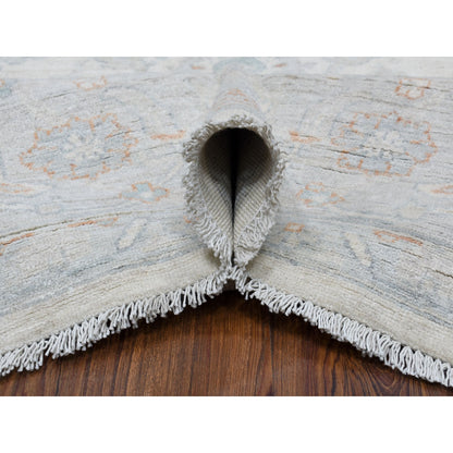 8'X9'9" White White Wash Peshawar Hand Knotted Natural Wool Oriental Rug