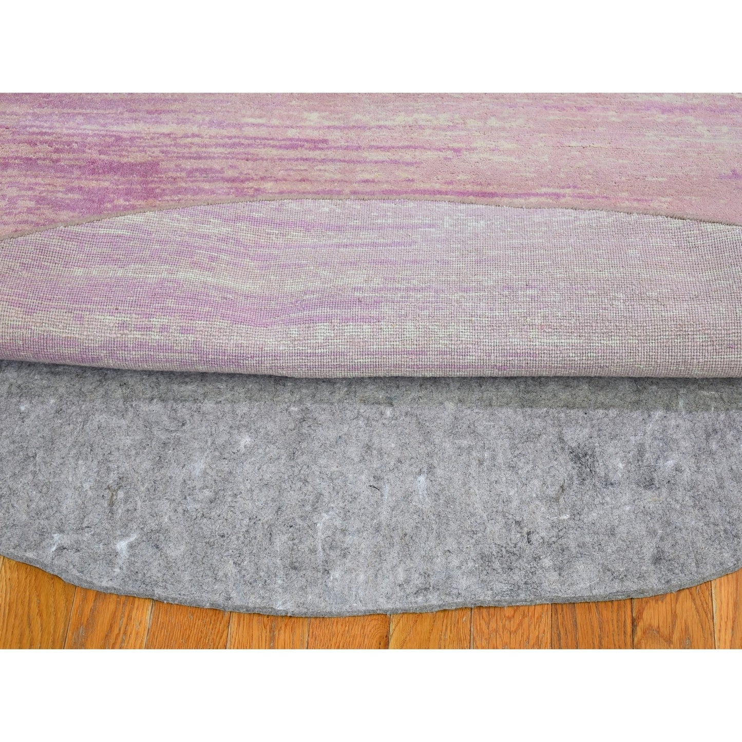 7'X7' Pink Thick And Plush Wool Ombre Design Hand Knotted Round Rug