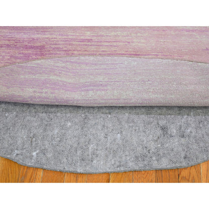 7'X7' Pink Thick And Plush Wool Ombre Design Hand Knotted Round Rug