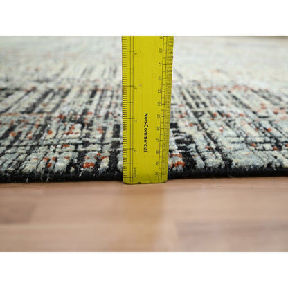 8'X10'3" Black With Beige Abstract Galaxy Design Wool Hand Knotted Rug