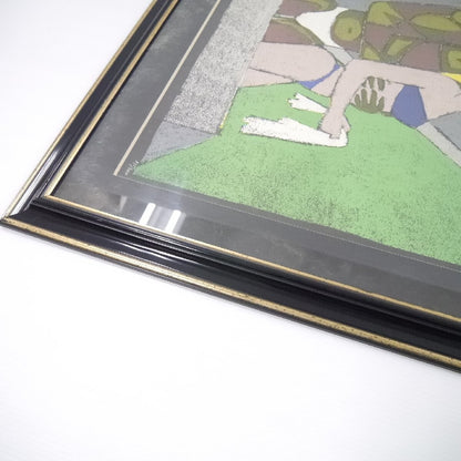 Jean Cocteau Lithograph, Lovers Under The Sun, Signed In Plate Framed France