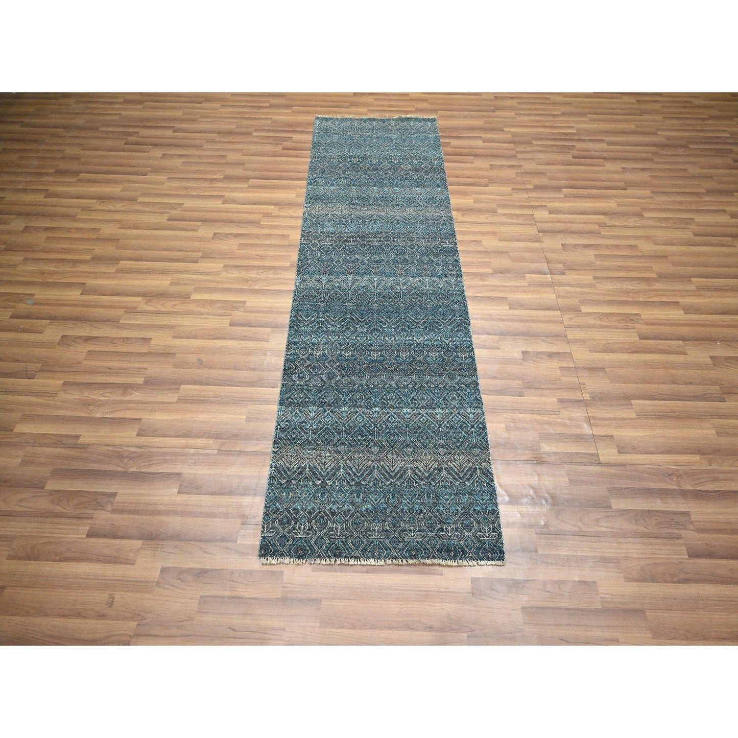 2'7"x7'7" Blue Kohinoor Herat Pattern Soft Wool Hand Knotted Runner Rug