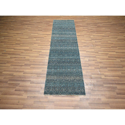 2'7"x7'7" Blue Kohinoor Herat Pattern Soft Wool Hand Knotted Runner Rug