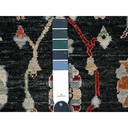 2'10"X12' Eerie Black Tribal Design Angora Oushak Runner Oriental Rug