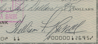 Bill Russell Hof Autographed/Signed 1971 Bank Check Boston Celtics Psa/Dna