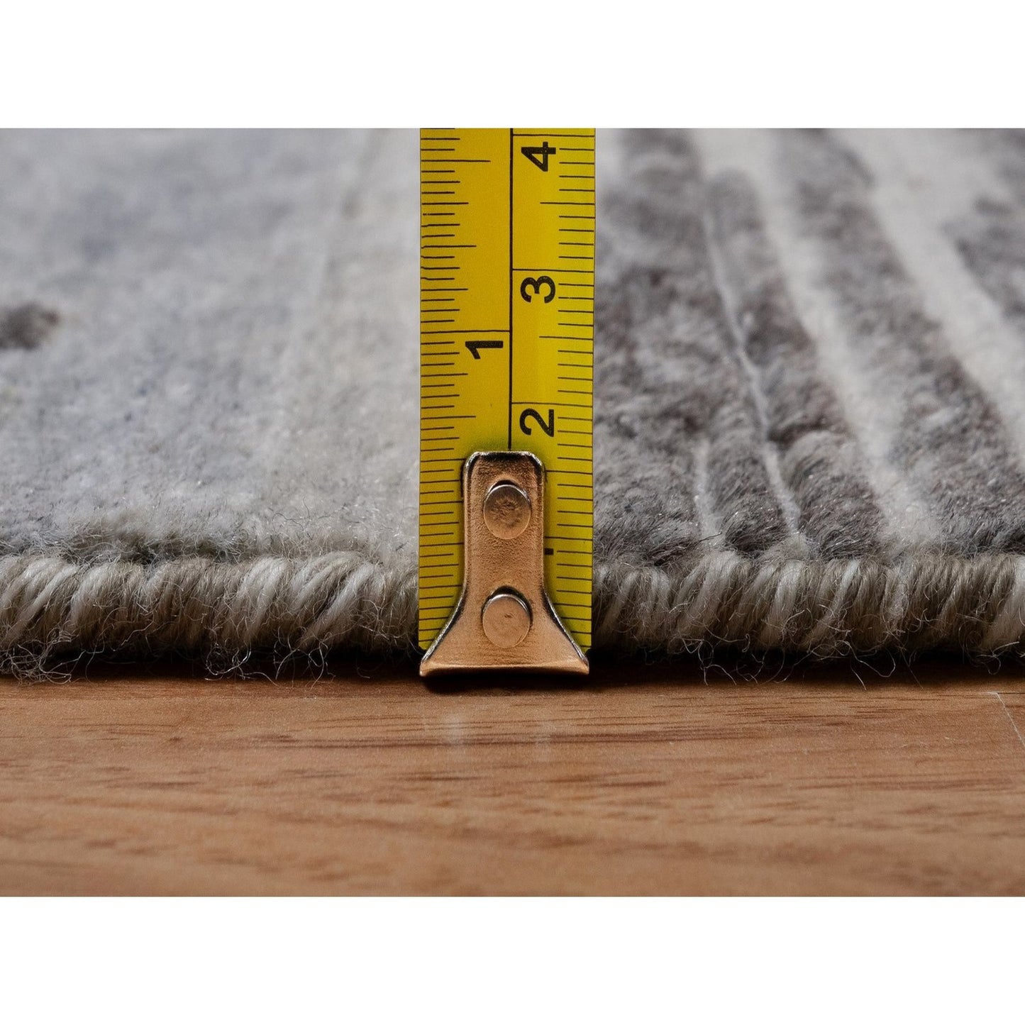 2'5"X6'2" Gray Modern Runner Rug Criss Cross Design Pure Wool Hand Knotted