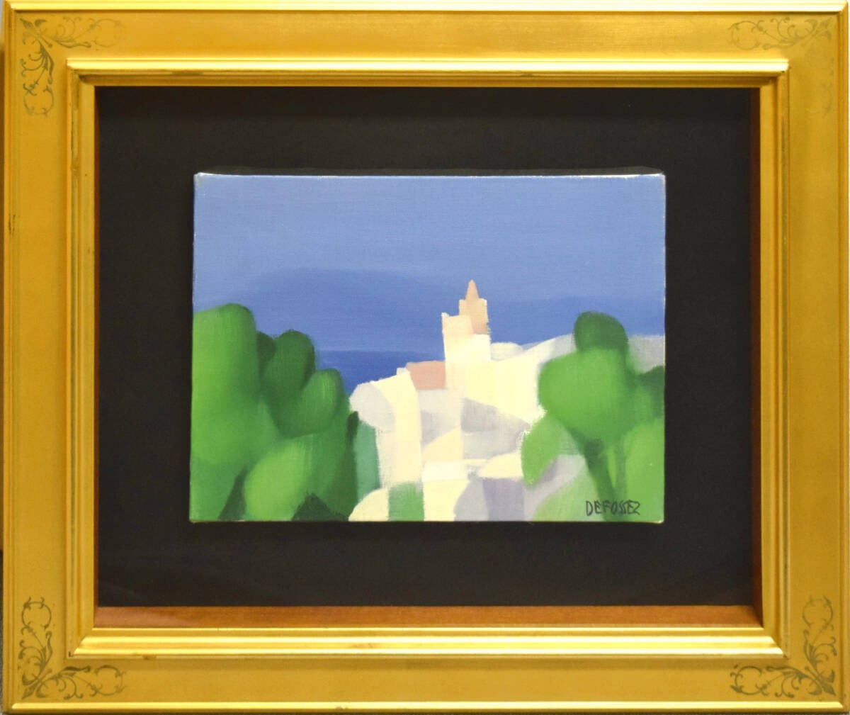 French Oil Painting Modernist Landscape Cubist Style Framed by Alfred Defossez