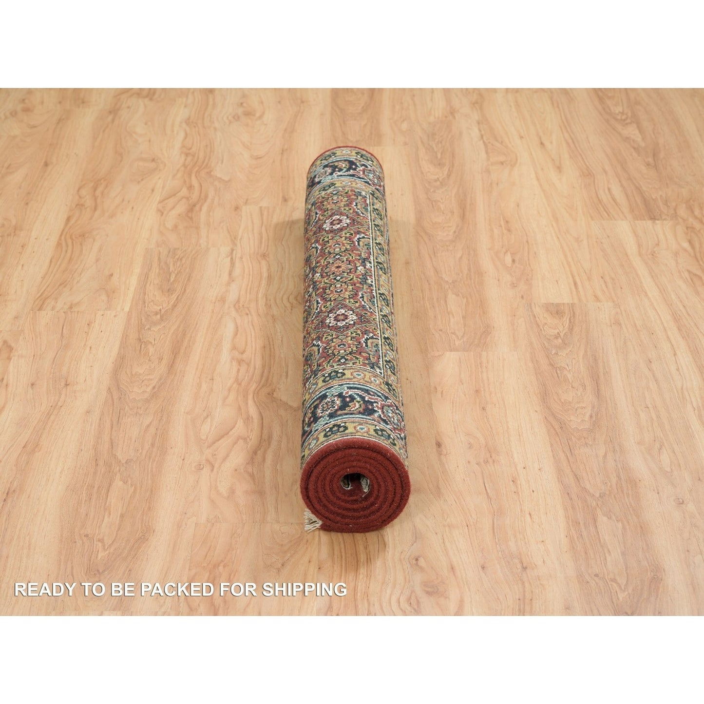 Rug 4'2"x6' Red Herrita Fish Design 175 KSPI Hand Knotted Wool and Silk