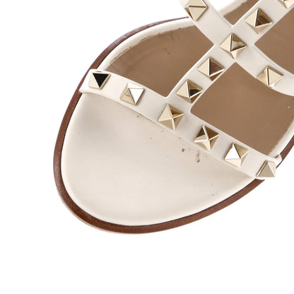 Valentino Garavani Women'S Rockstud Caged Ankle Strap Block Heel Sandals Leather