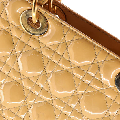 Christian Dior Lady Dior Bag Cannage Quilt Patent Medium