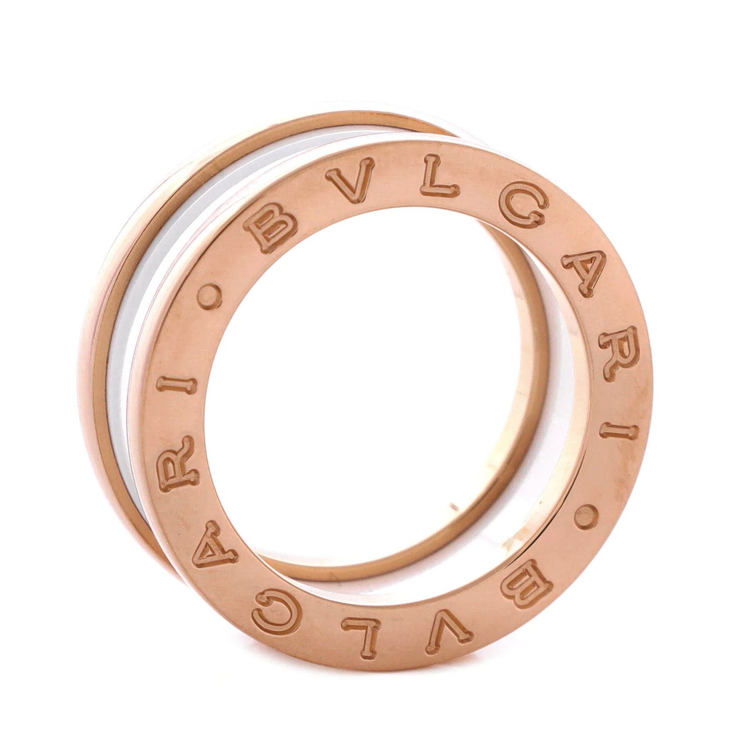 Bvlgari B.Zero1 Two Band Ring 18K Rose Gold And Ceramic